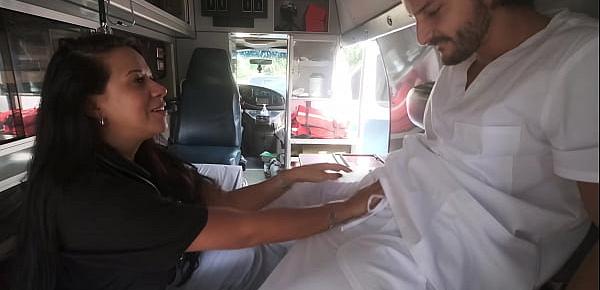  My hot Latina EMT boss convinced me to fuck her in the ambulance